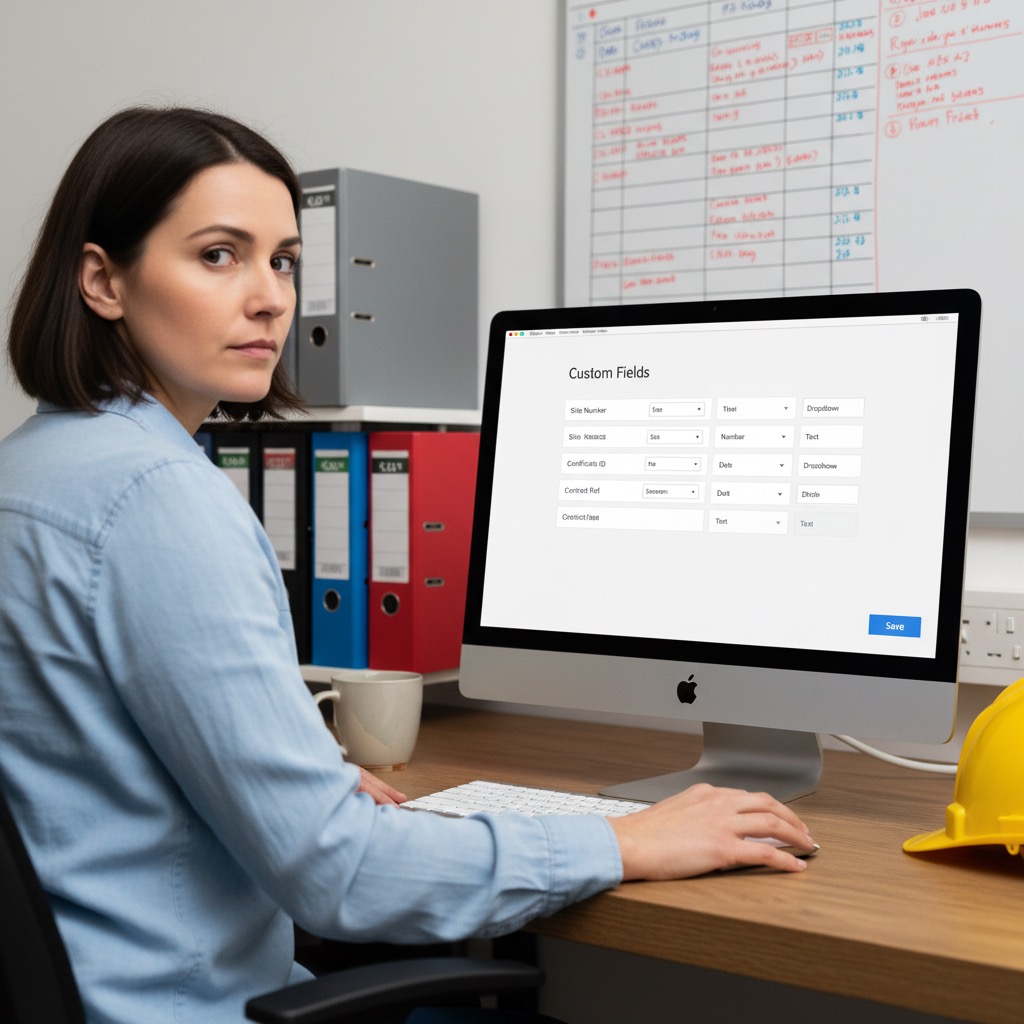 PaperDrop customer record with custom fields configured for site references and contract IDs